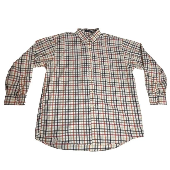 M.H. Frank Clemson, SC Tailored Men's Button-Down Plaid Shirt See Measurements - Picture 1 of 5